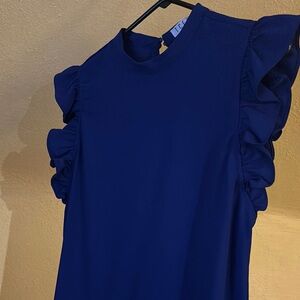 Navy Ruffle Sleeve Dress